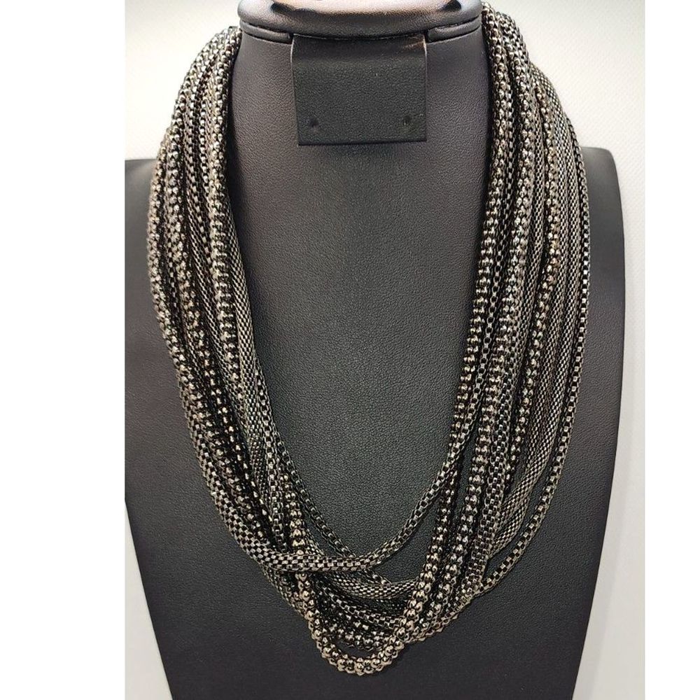 Hematite Beaded Rope Multi-Strand Layered Necklace 9"